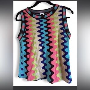 Missoni Multicolor Wave Knit Tank Top - Blue Pink Green Purple Black Cream